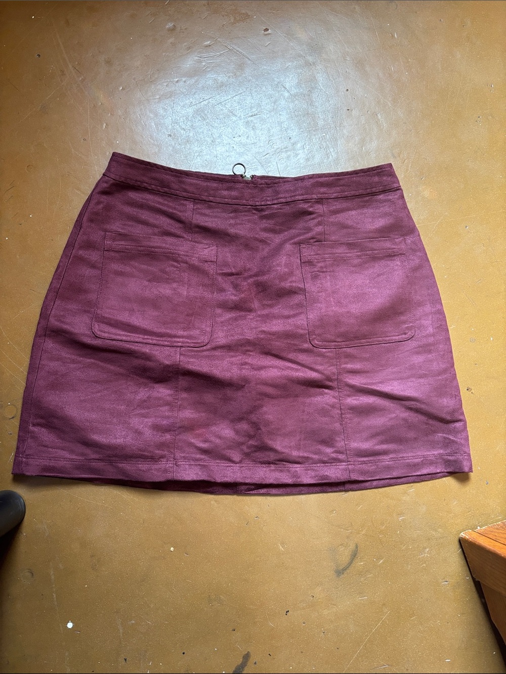 Women’s Burgundy Mini Skirt with Patch Pockets